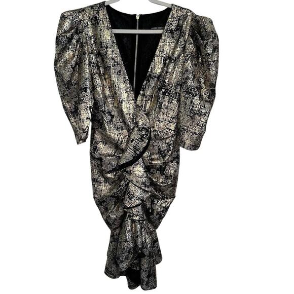 Bronx & Banco Women's Floral Print V-neck Knee-Length ruched  Dress Size Large - Picture 1 of 12